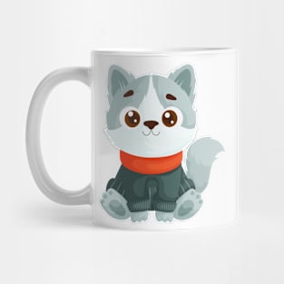 Little Cat in Cozy Sweater and Scarf Mug